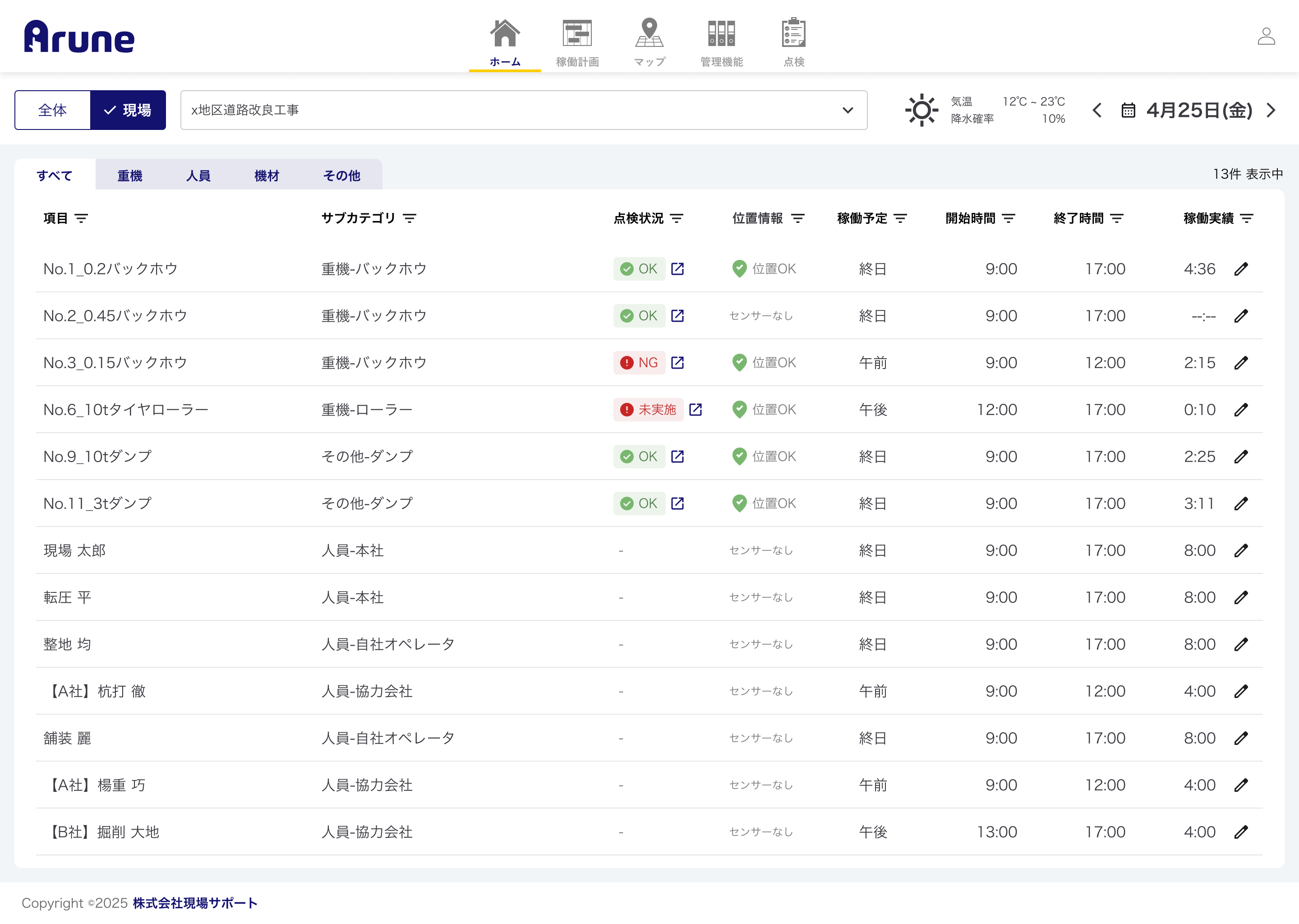 Arune点検簿電子化